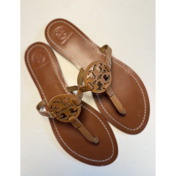 Tory Burch Mini Miller Thong Sandals Flip Flops Cognac Brown Size 8.5 - Picture 14 of 14